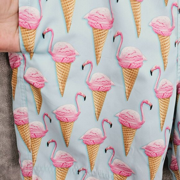 Trinity Collective Board Short Swim Trunks XXL Blue Pink Flamingo Ice Cream Cone - Picture 5 of 11